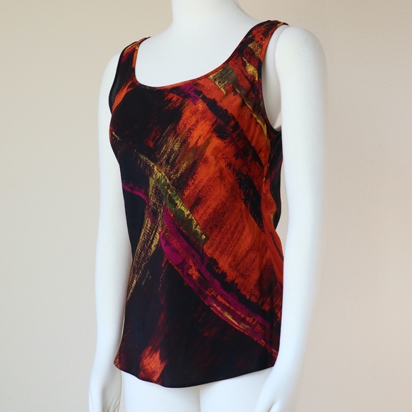 On bias sleeveless silk top in burnt ember tones - Picture 6 of 10
